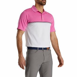 Men's Footjoy Lisle Golf Polo Pink/White/Black NZ-627858